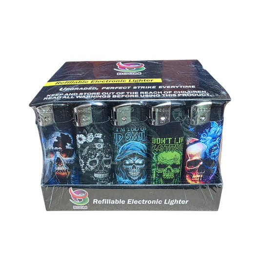 Boom Gas Lighters - Skull (50 Pack)